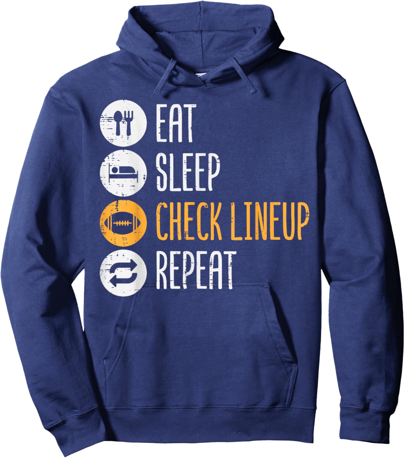 Eat Sleep Check Lineup Repeat Fantasy Football Men Boys Kids Hoodie - Hoodie | Navy