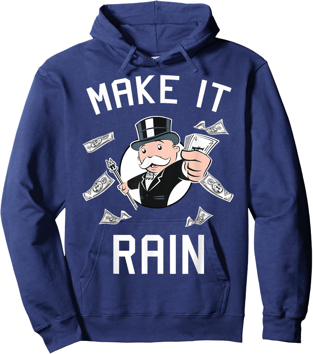 Monopoly Man Make It Rain Logo Portrait Small Hoodie - Hoodie | Navy