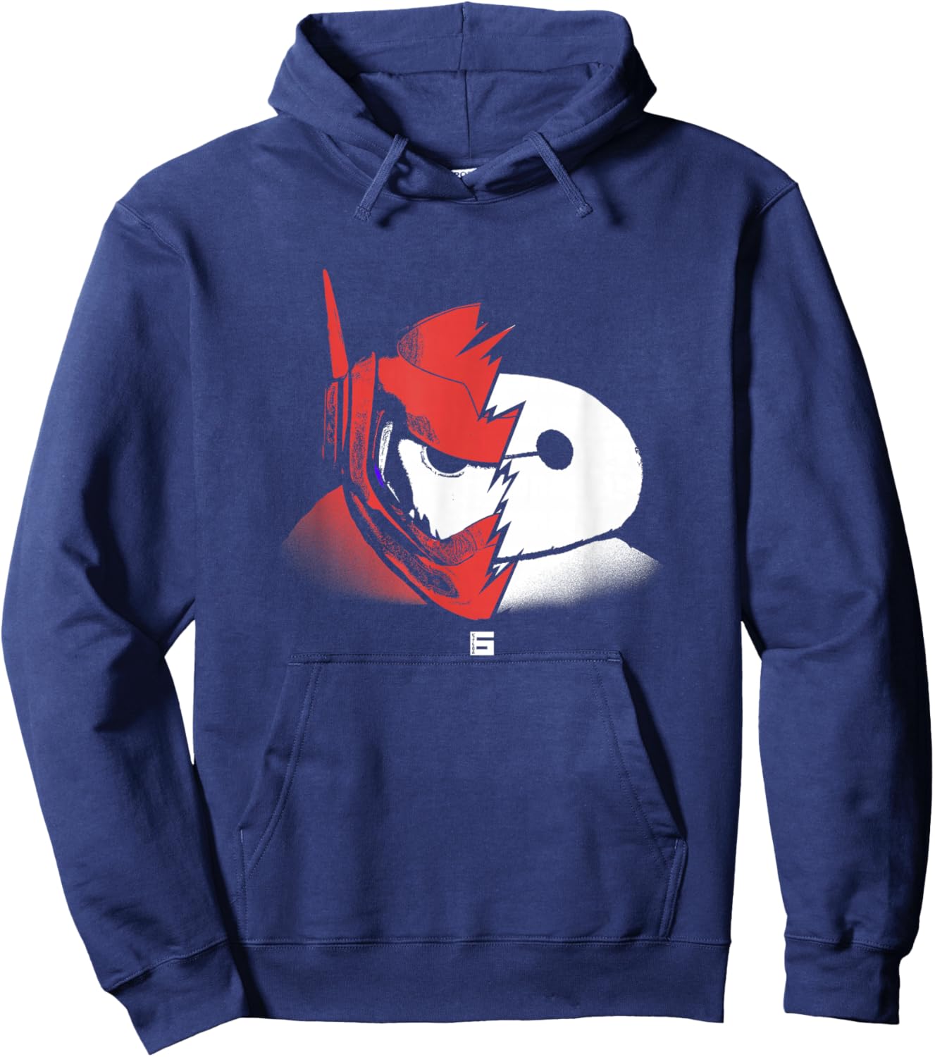 Disney Big Hero 6 Baymax Split Face Epic Shot Distressed Hoodie - Hoodie | Navy
