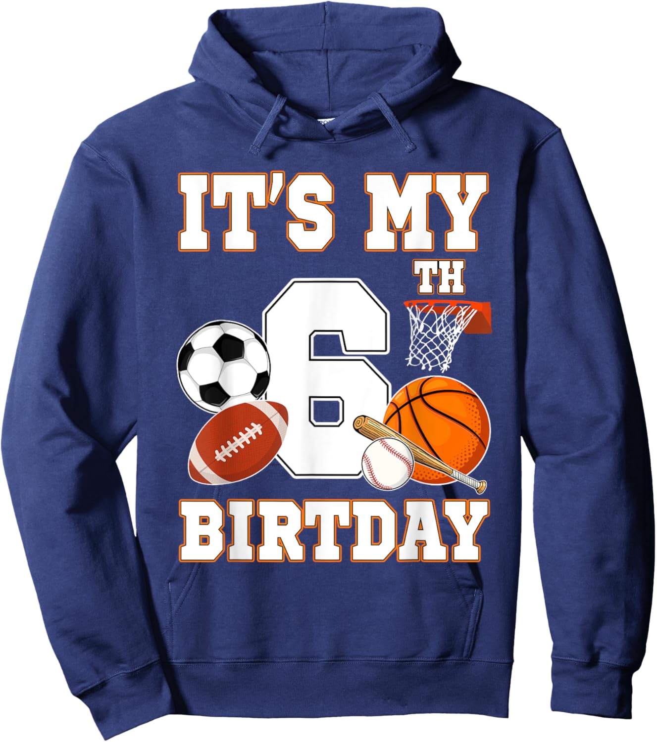 It's my 6th Birthday Sport Balls 6 Year Old Kids Party Hoodie - Hoodie | Navy