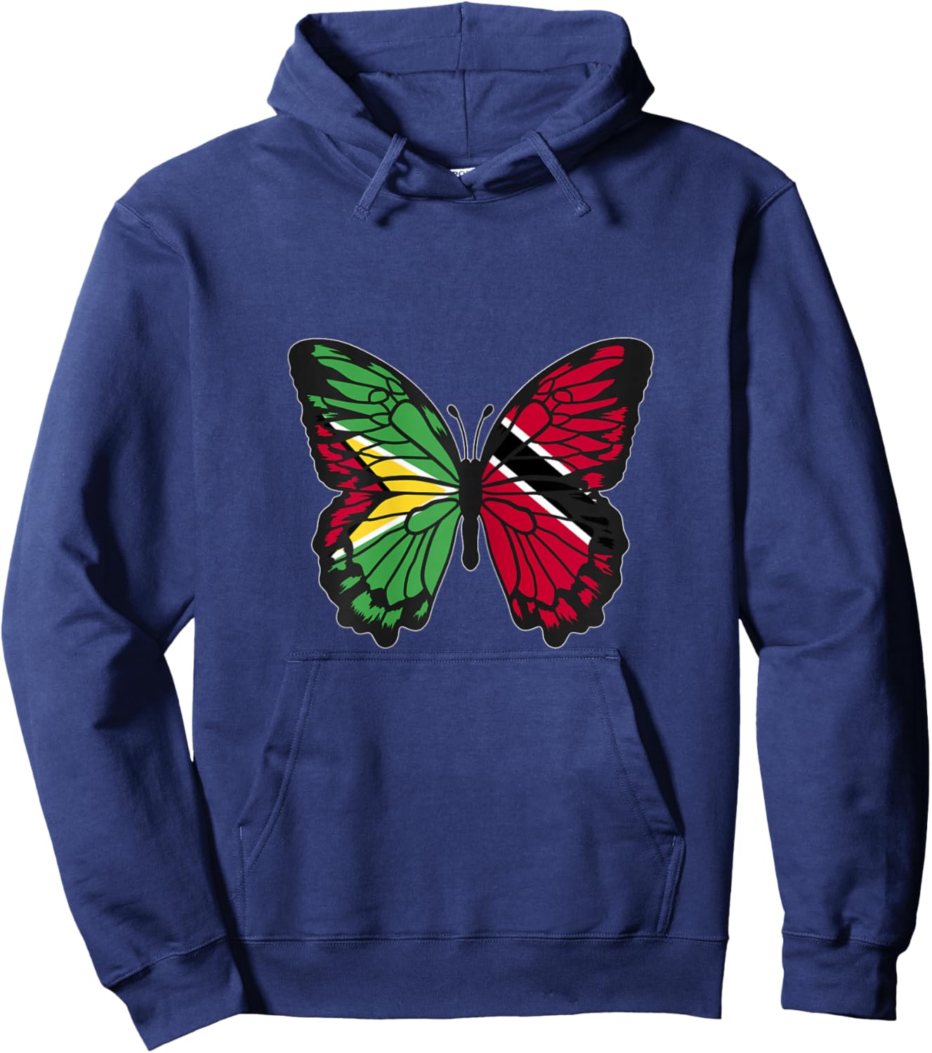 Guyana and Trinidad Mix Butterfly Half Guyanese Trinidadian Hoodie - Hoodie | Navy