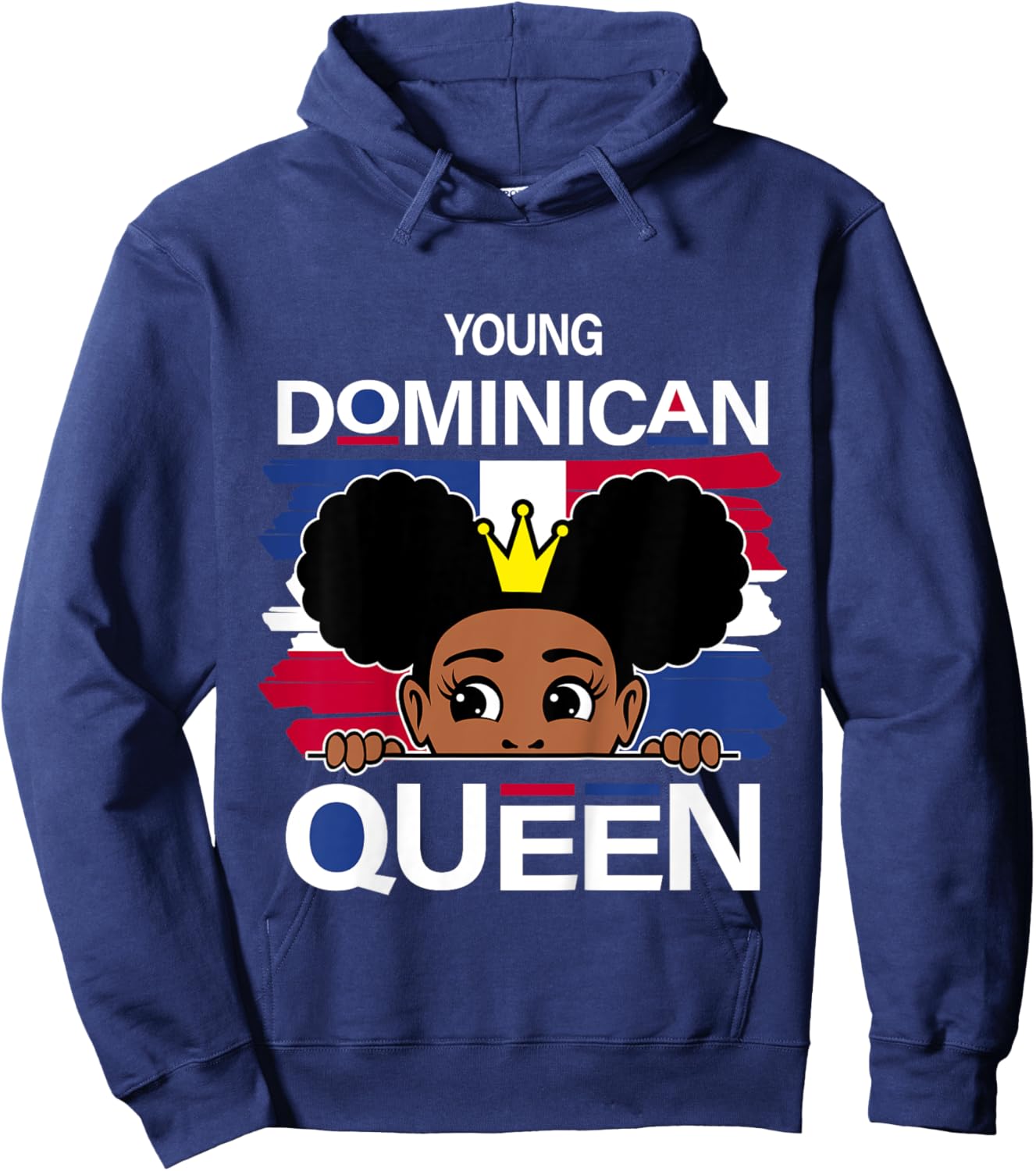 Kids Young Dominican Queen Dominican Flag Cute Dominicana Gir Hoodie - Hoodie | Navy