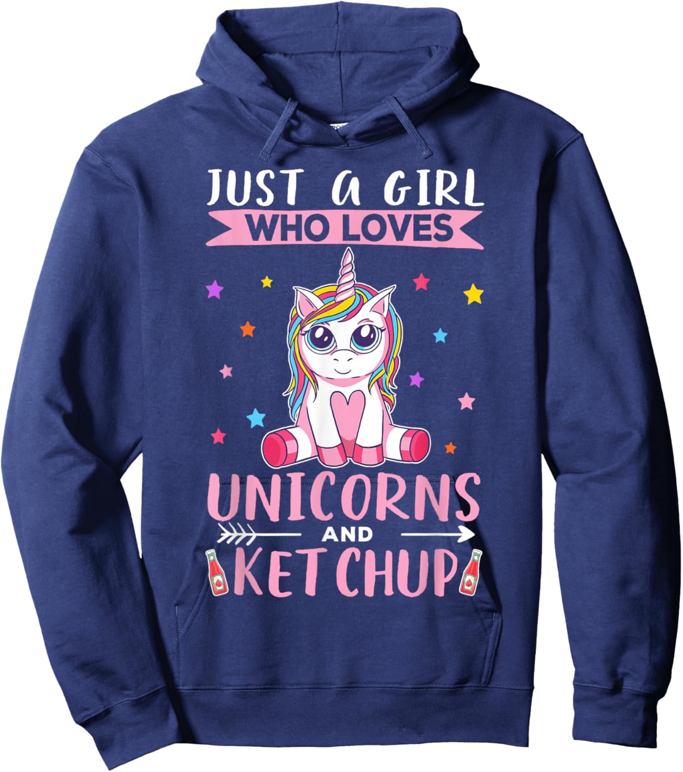 Just A Girl Who Loves Unicorns And Ketchup Unicorn Hoodie - Hoodie | Navy