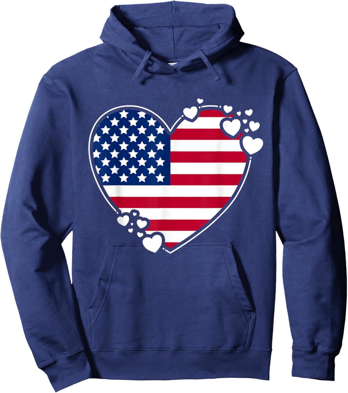 American Flag Heart 4th of July Heart USA Flag Heart Hoodie - Hoodie | Navy