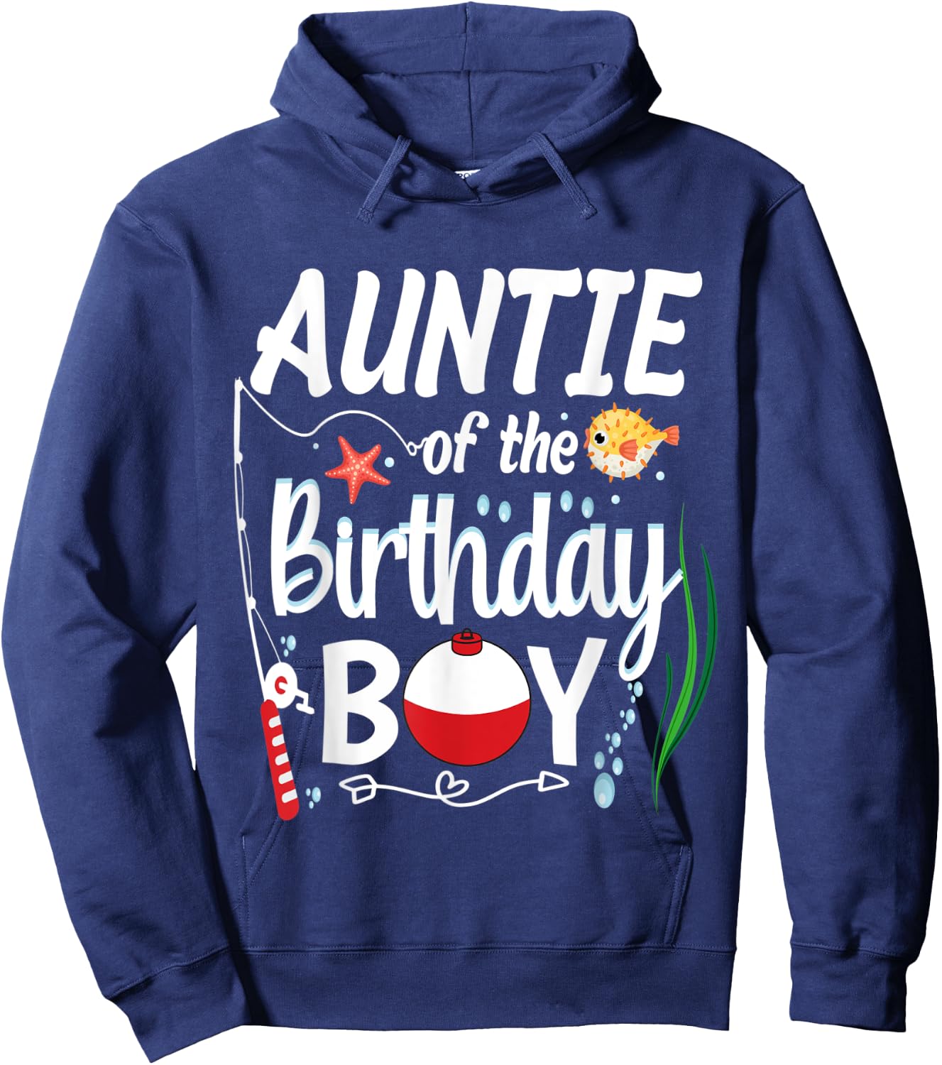 Auntie Fishing Birthday Boy Theme Auntie of the Birthday Boy Hoodie - Hoodie | Navy