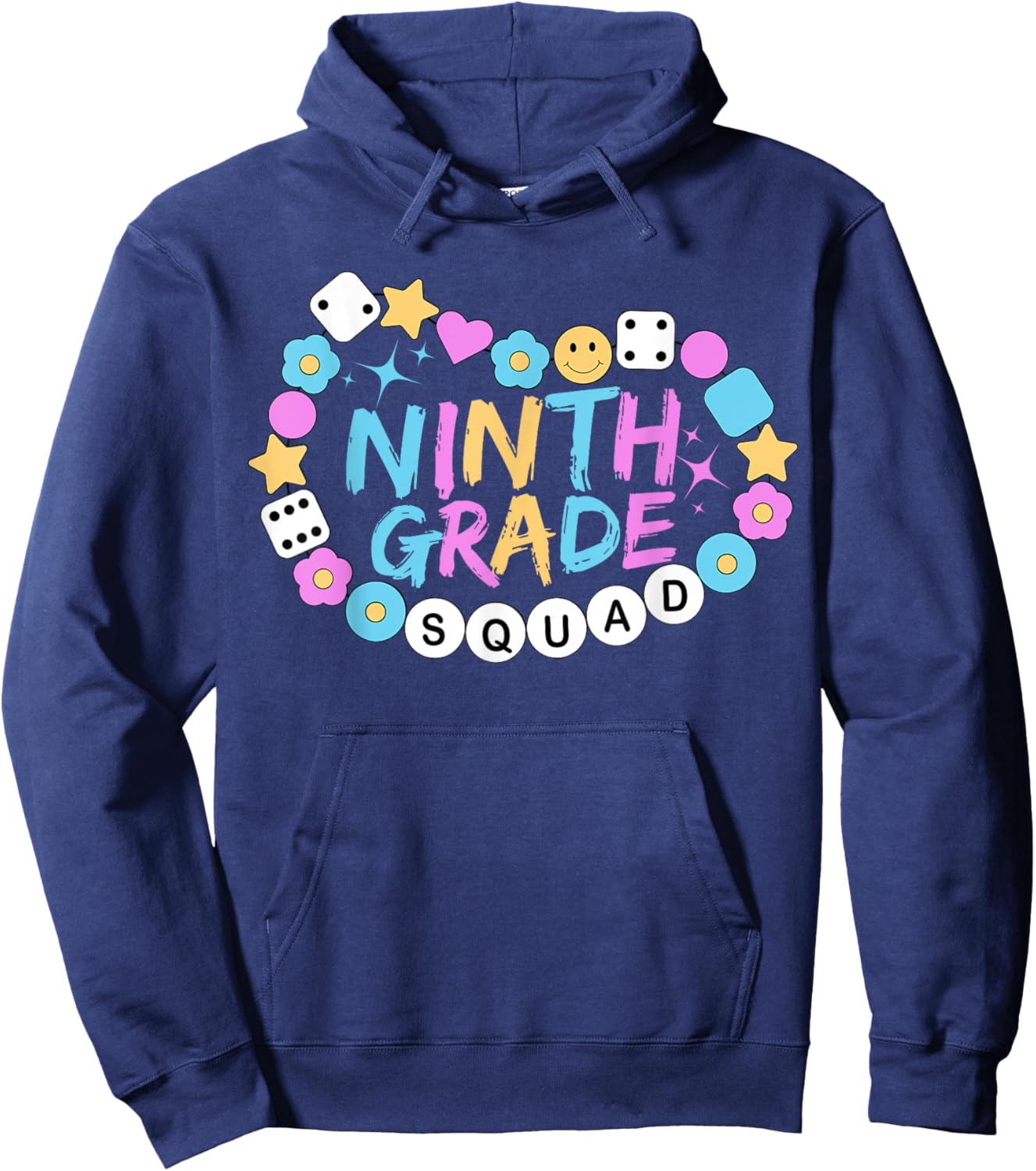 Girls 9th Grade Vibes Back to School Ninth Grade Hoodie - Hoodie | Navy