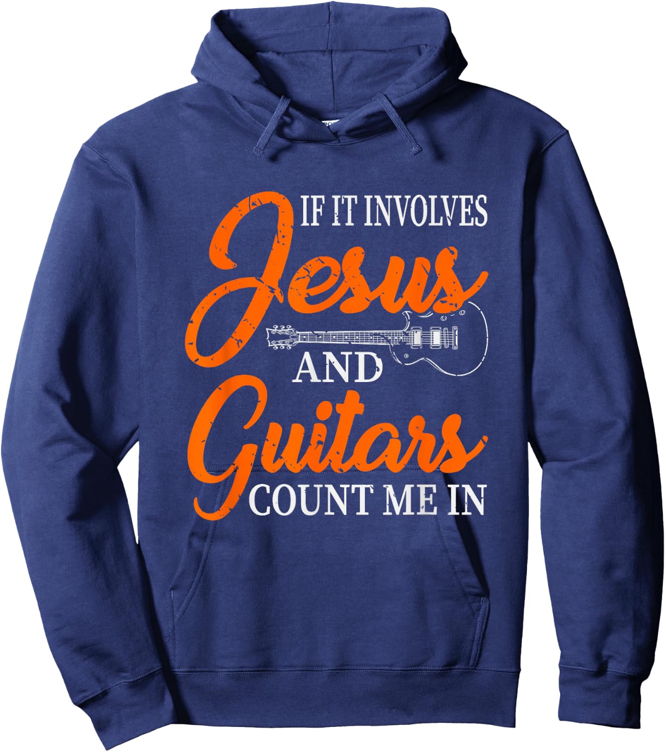 Funny Guitarist Christian Religious Guitar Player Gift Jesus Hoodie - Hoodie | Navy