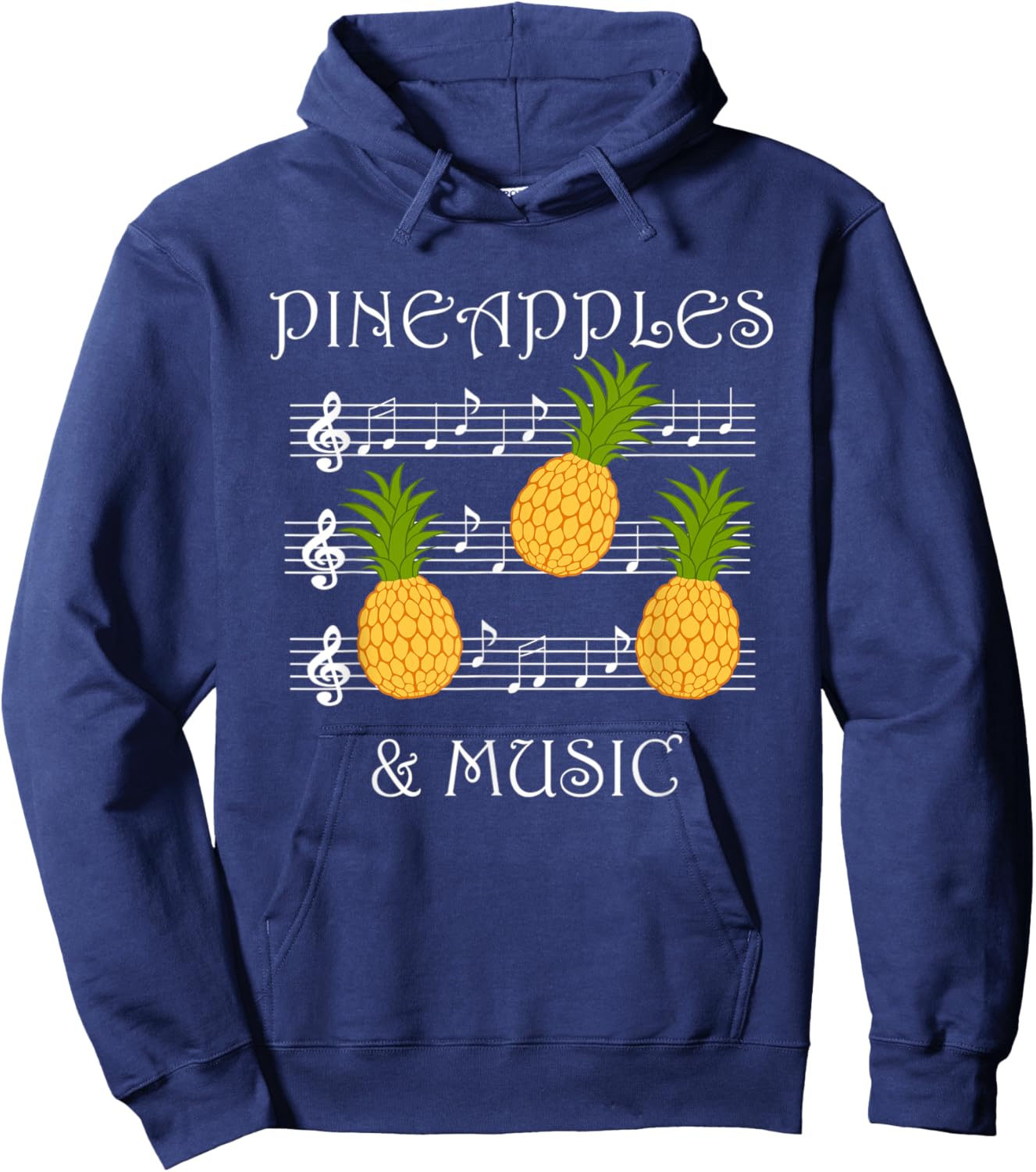 Pineapples and Music Clef Musician Teacher Fruits Women Kids Hoodie - Hoodie | Navy
