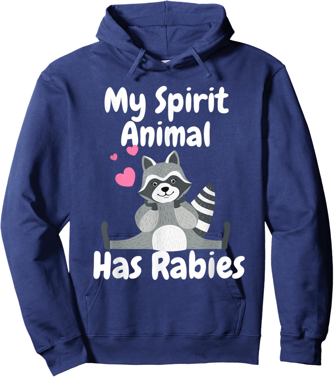 My Spirit Animal Has Rabies Funny Sarcastic Joke Racoon Hoodie - Hoodie | Navy