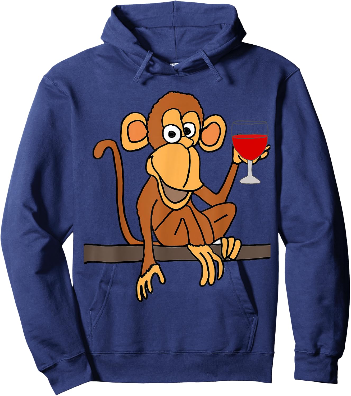 Smilealotteesa Funny Monkey Drinking Wine Cartoon Hoodie - Hoodie | Navy