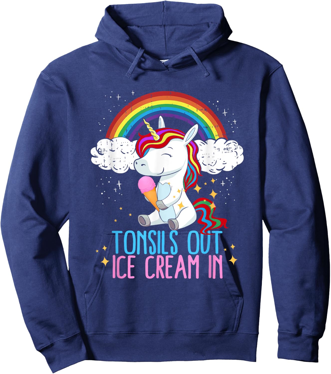 Tonsils Out Ice Cream In Tonsillectomy Tonsil Removal Girls Hoodie - Hoodie | Navy