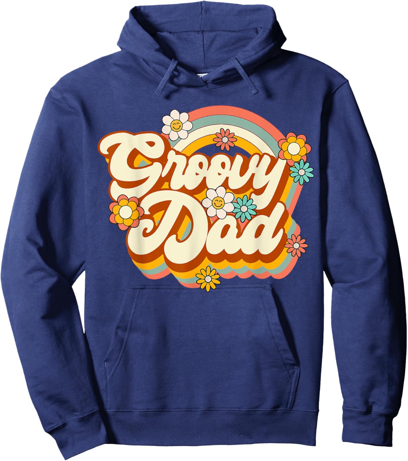 Retro Groovy Dad Family Birthday 60s 70s Hippie Costume Hoodie - Hoodie | Navy