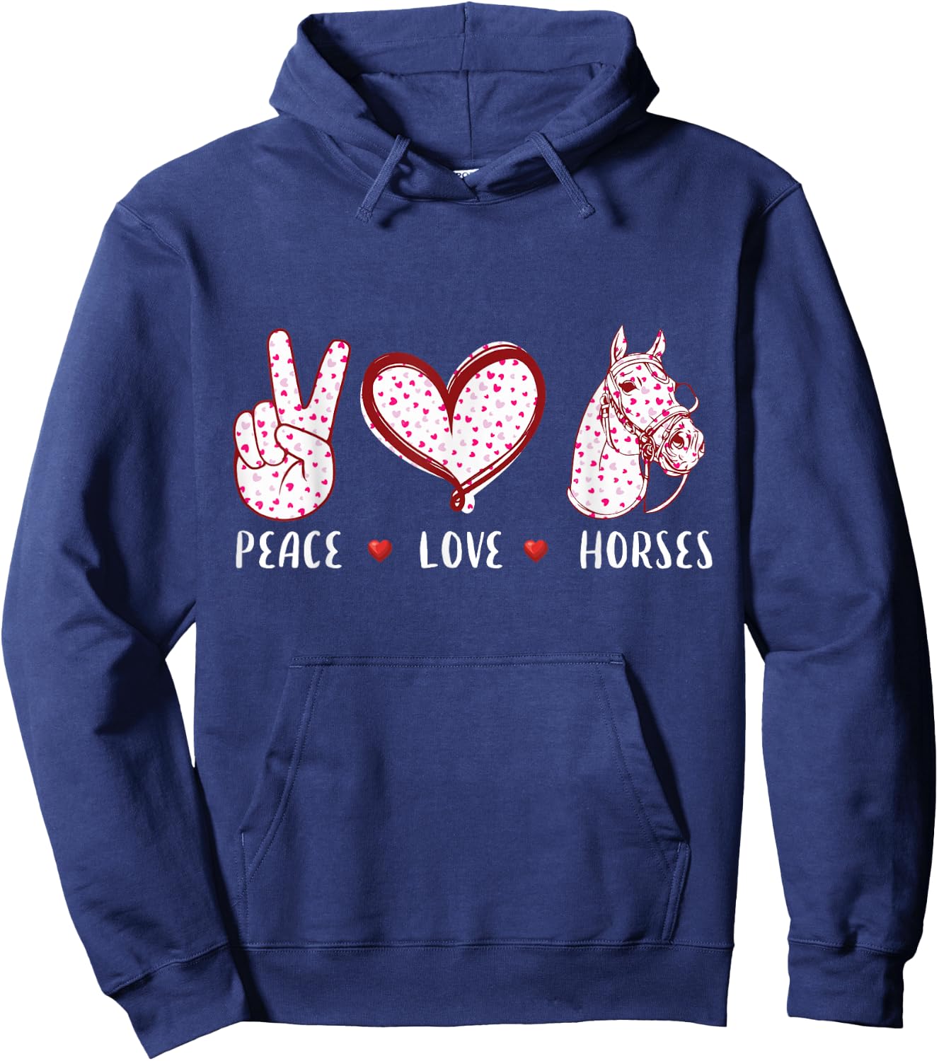 peace love horses women gifts Horseback Riding Horse Hoodie - Hoodie | Navy