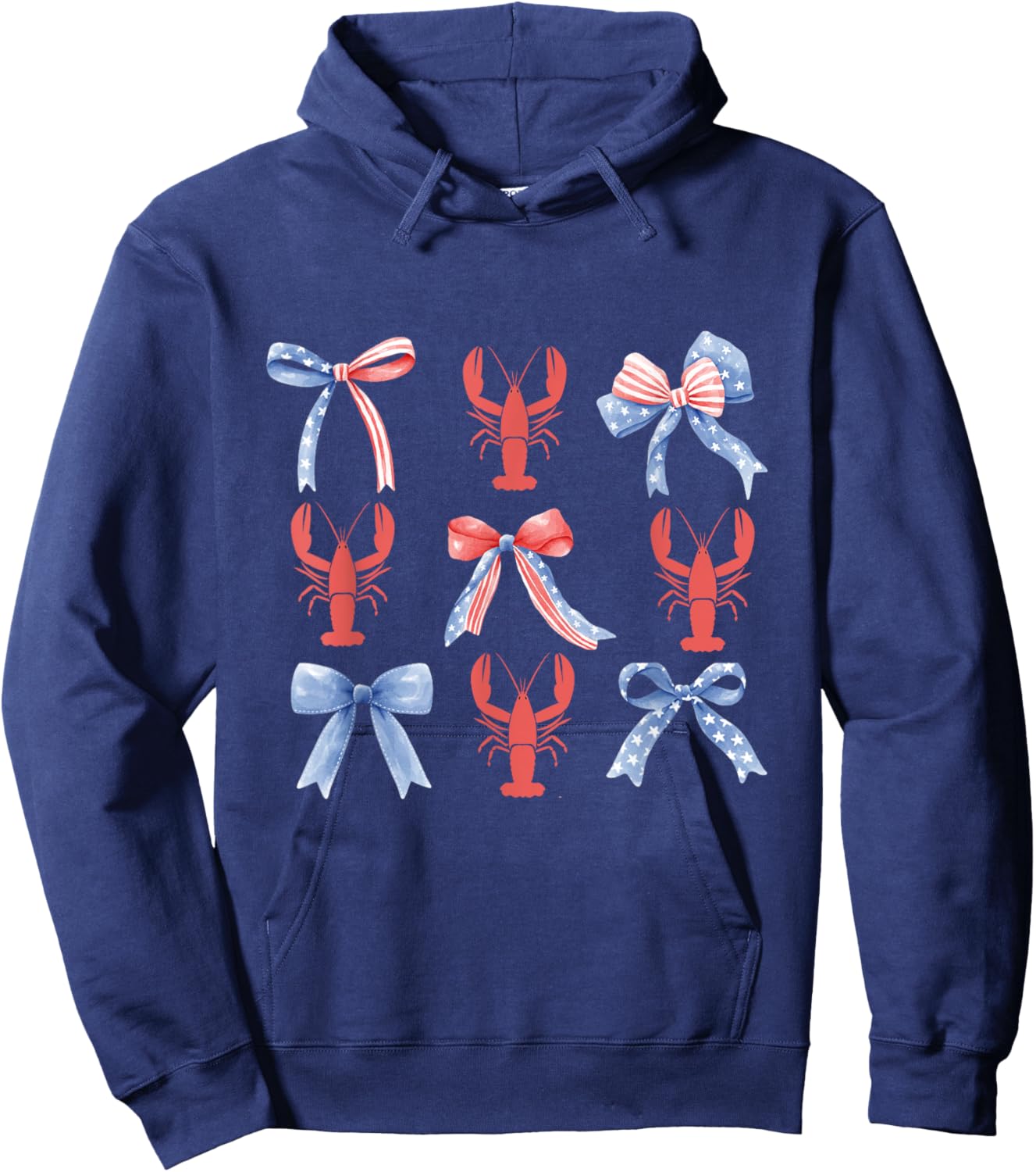 Pink Bows Cute Coquette Crawfish y2k Clean Girl Aesthetic Hoodie - Hoodie | Navy