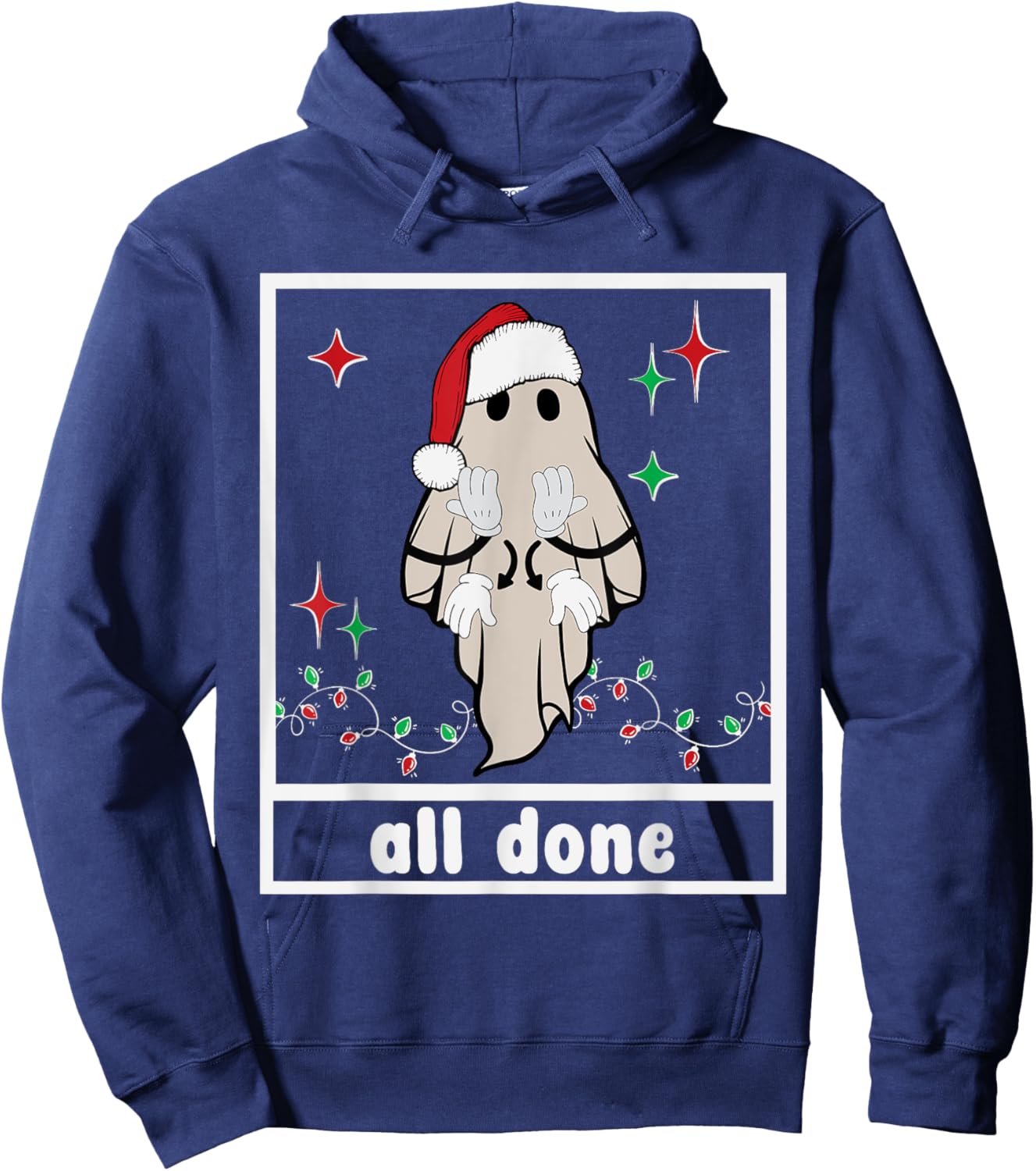 All Done Christmas Ghost Sign Language Speech Pathology Sped Hoodie - Hoodie | Navy