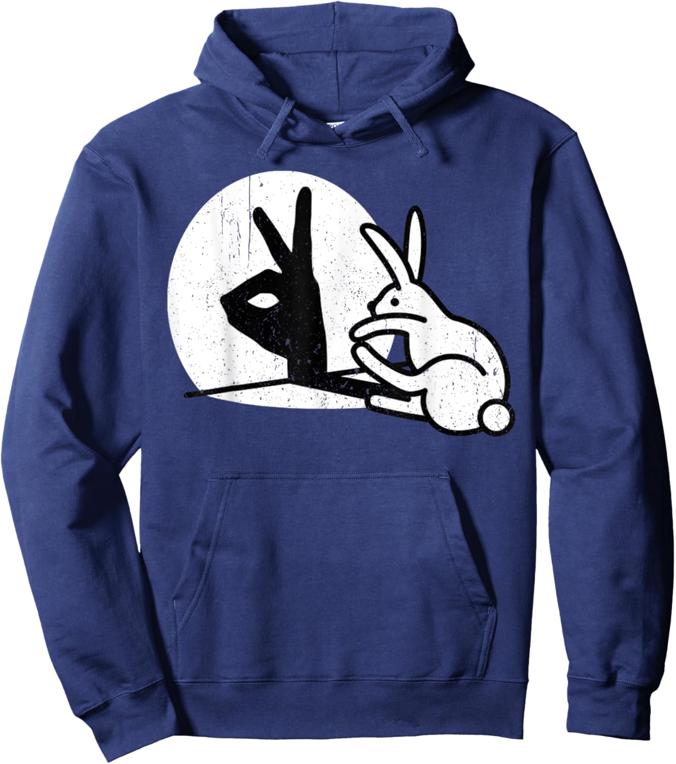Vintage Funny Rabbit Hand Shadow Puppets Bunny Pop Art Hoodie - Hoodie | Navy