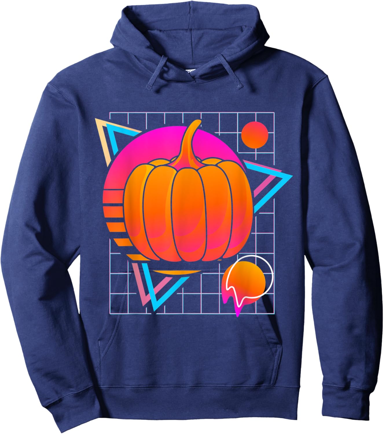 Pumpkin Retro 80s Style Vintage Vegetable Lover Hoodie - Hoodie | Navy