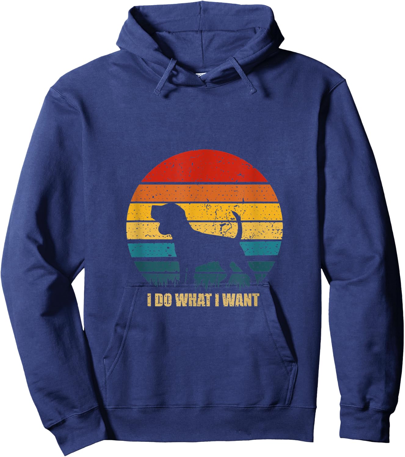 Funny Dog Gift Vintage Sunset I Do What I Want Dog Men Women Hoodie - Hoodie | Navy