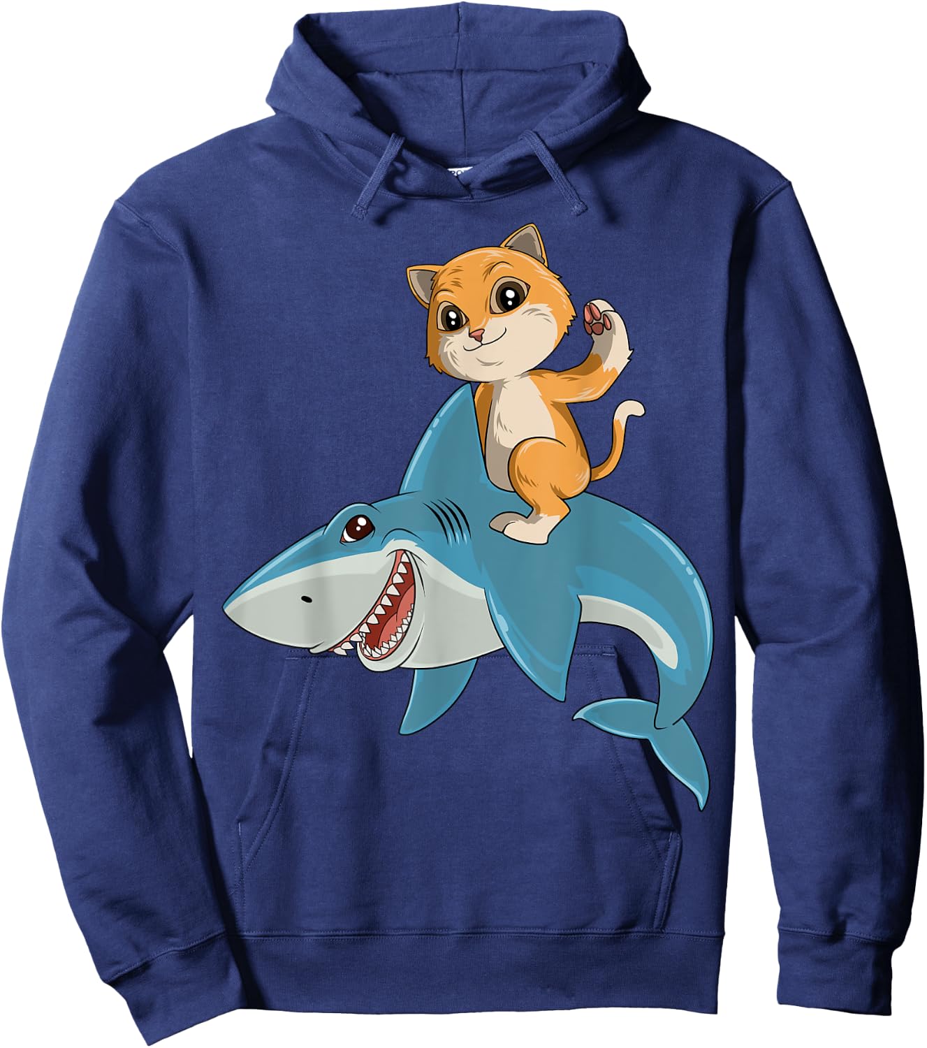 Cat Riding Shark Cat Lovers Shark Lovers Women Kids Hoodie - Hoodie | Navy