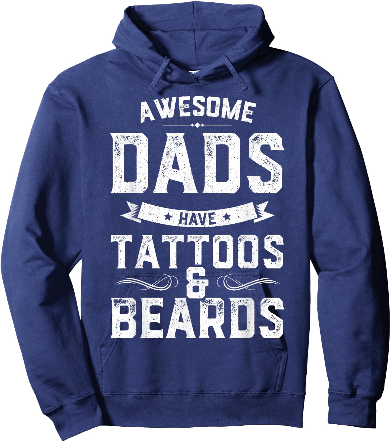 Awesome Dads Have Tattoos And Beards Gift Funny Father's Day Hoodie - Hoodie | Navy