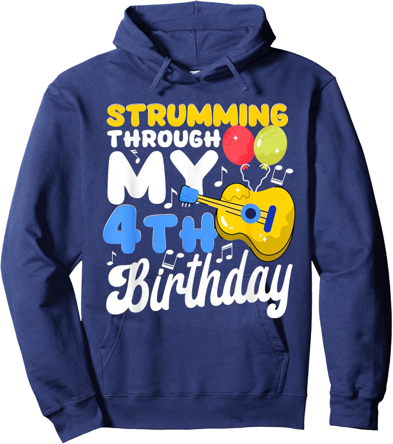 Musical Instrument Boys Girl Kids 4th Birthday Party Hoodie - Hoodie | Navy