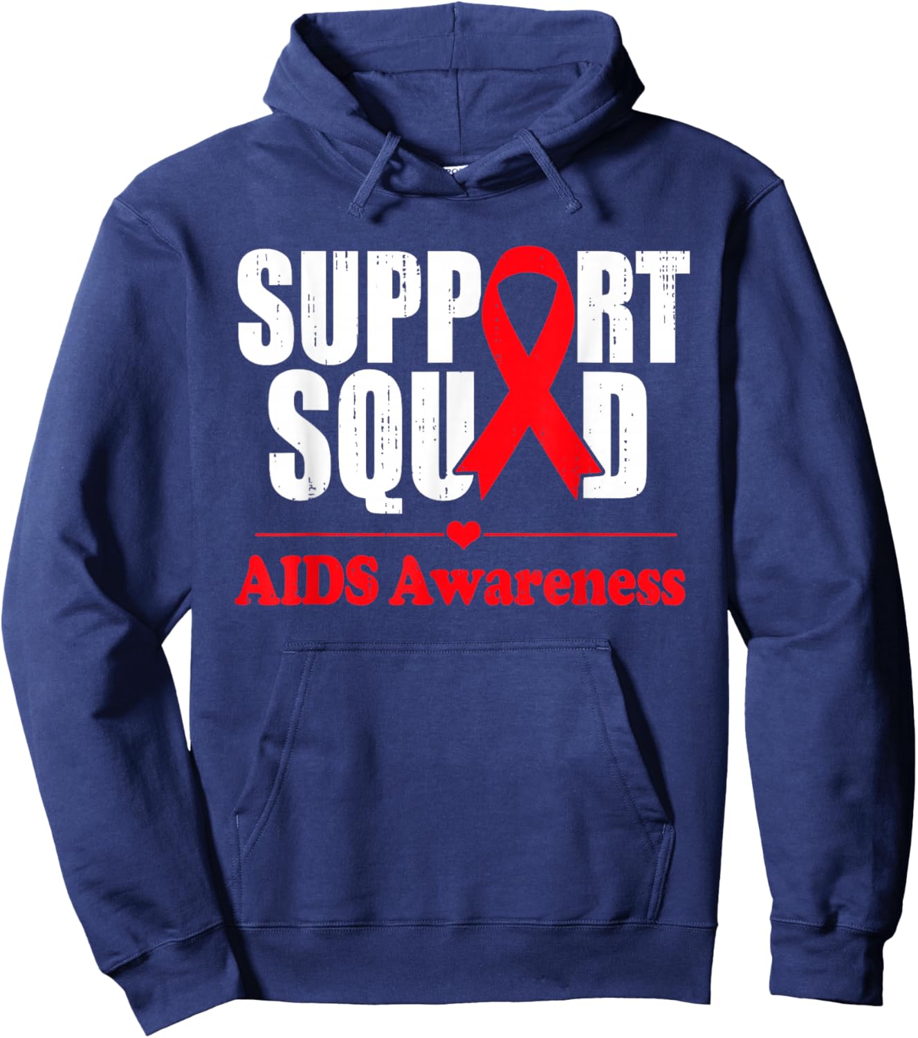 Aids Support Red Ribbon World Aids Day Hiv Aids Awareness Hoodie - Hoodie | Navy