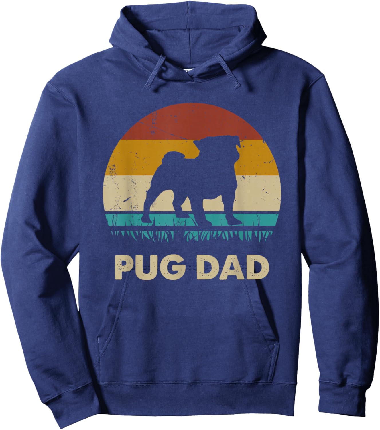 Pug Dad Pug Dog Lovers Vintage Gift Dad Hoodie - Hoodie | Navy