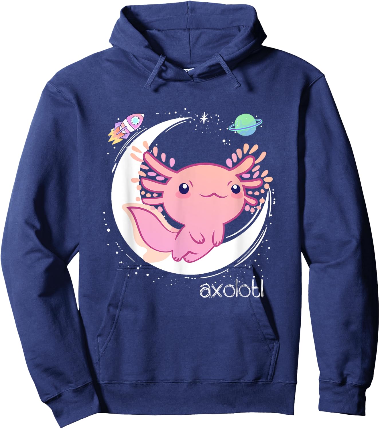 Space Axolotl Kawaii Shirt | Pastel Goth | Japan Anime Comic Hoodie - Hoodie | Navy
