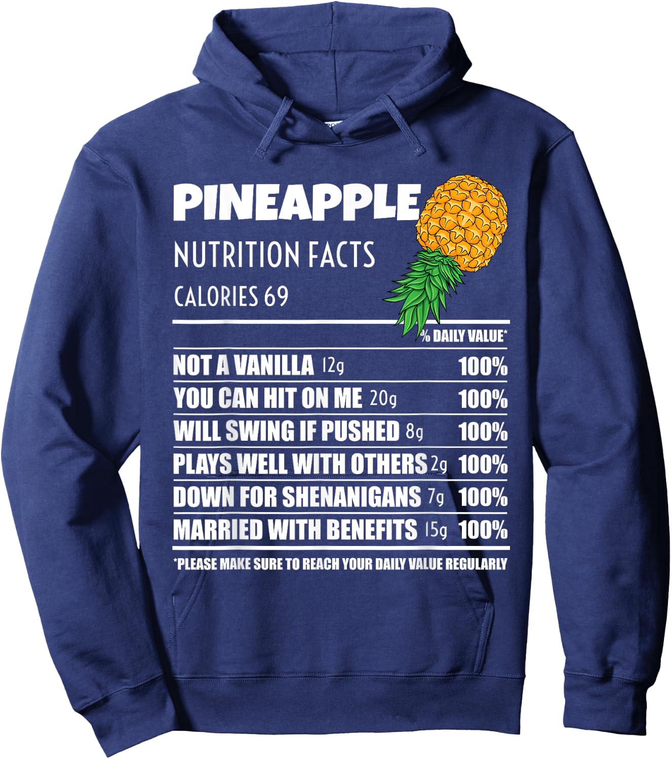 Upside Down Pineapple Nutrition Facts Swinger Men Women Hoodie - Hoodie | Navy
