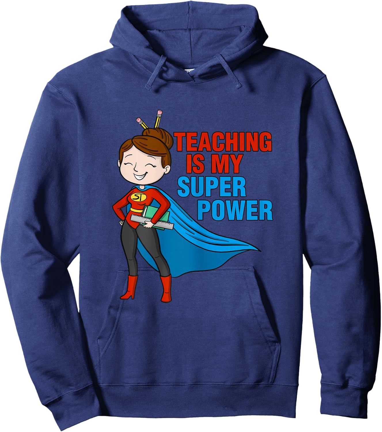 Kindergarten Teacher Teaching is my superpower school retro Hoodie - Hoodie | Navy