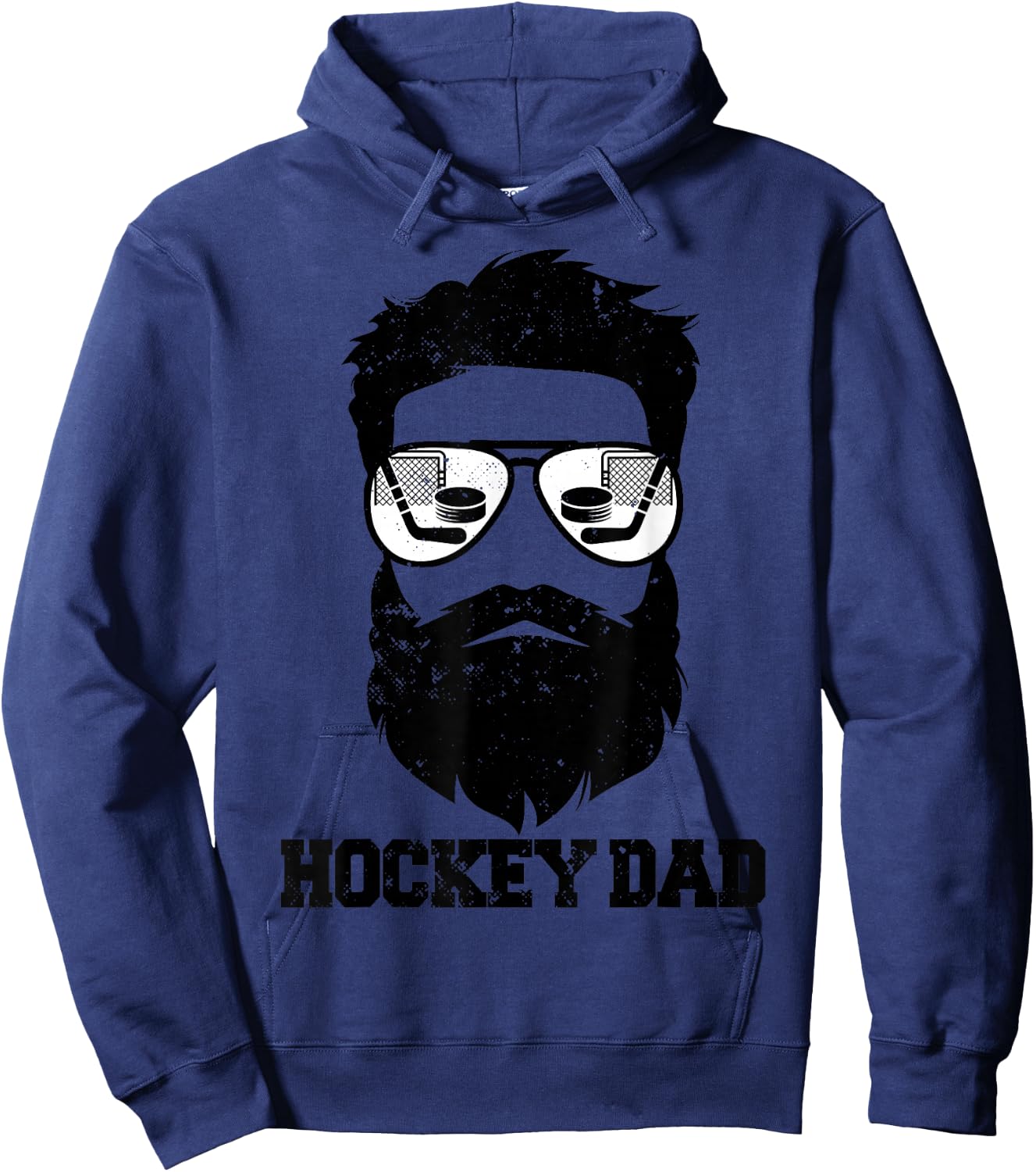 Hockey Dad Funny Messy Hair Beard Hockey Dad Hoodie - Hoodie | Navy