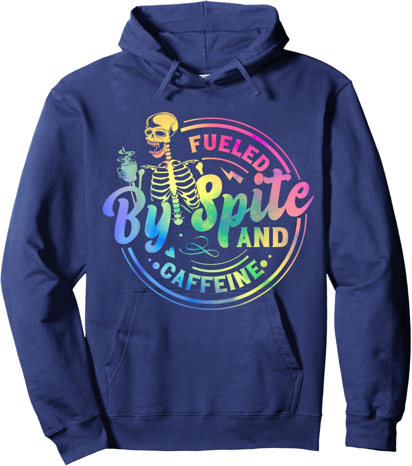 Fueled By Spite And Caffeine Skeleton Hoodie - Hoodie | Navy