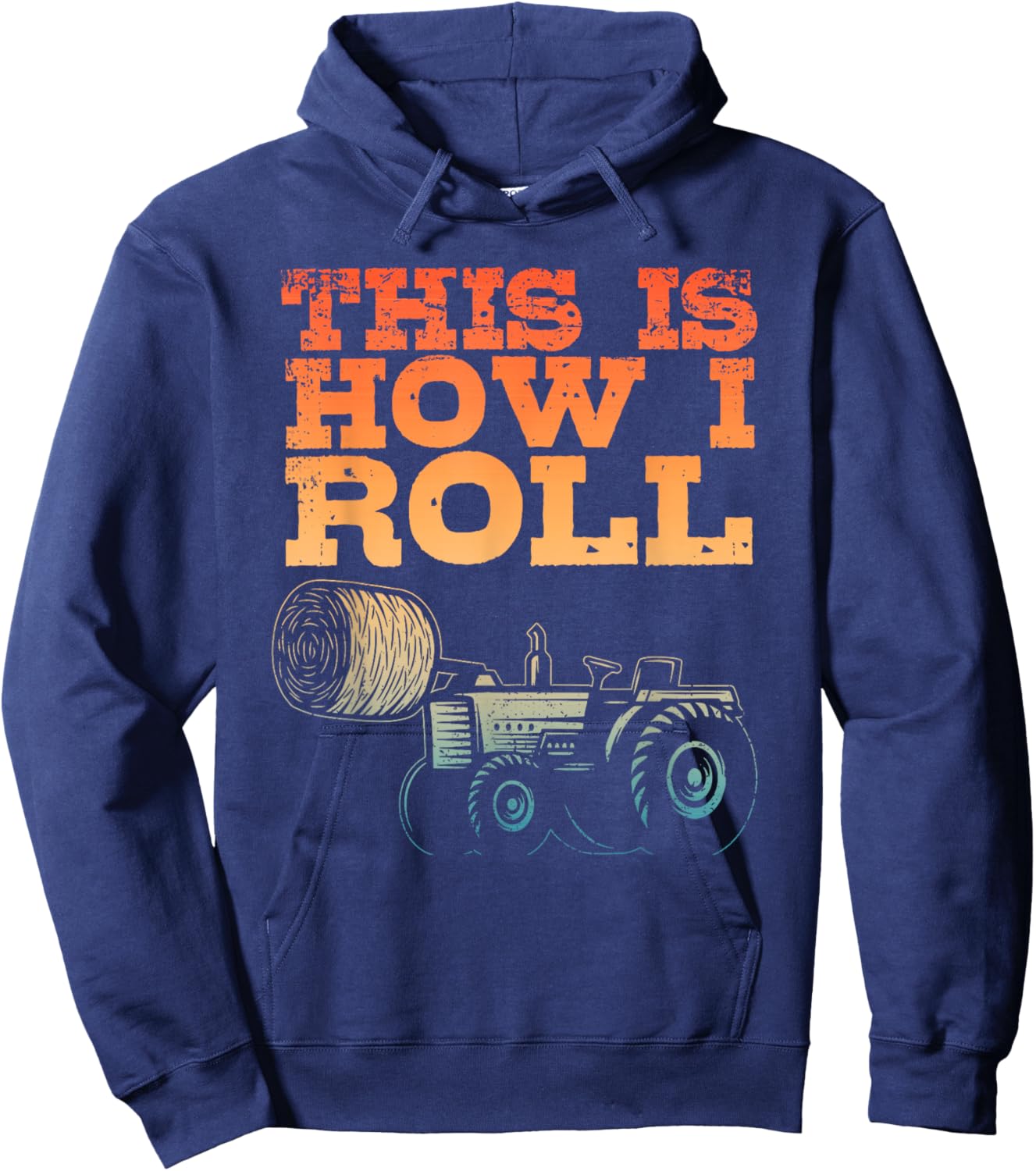 Farmer Art Women Tractor Farming Hay Bale Cow Farmer Hoodie - Hoodie | Navy