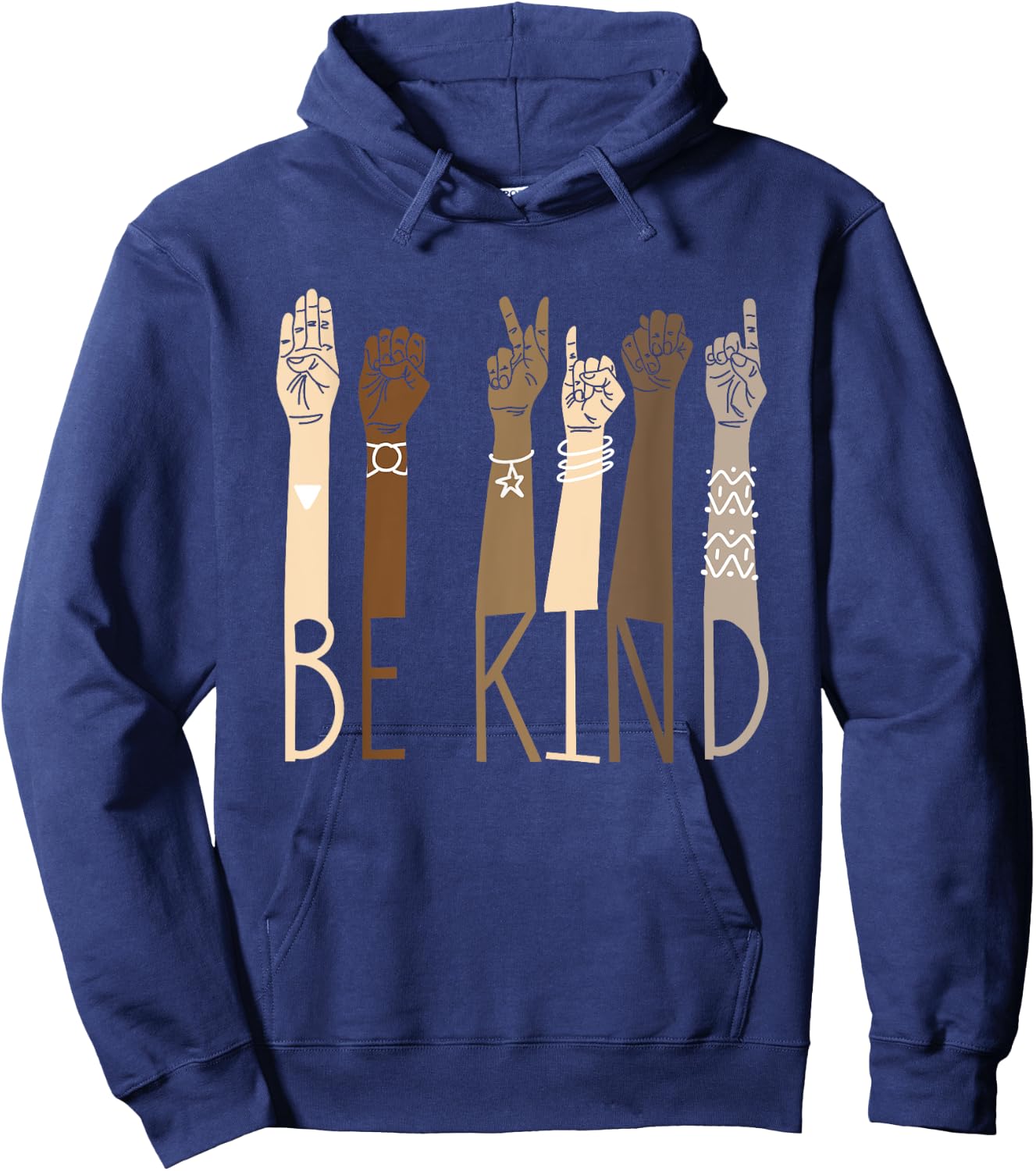 Be Kind Sign Language Hand Talking Teachers Interpreter ASL Men Women Hoodie - Hoodie | Navy