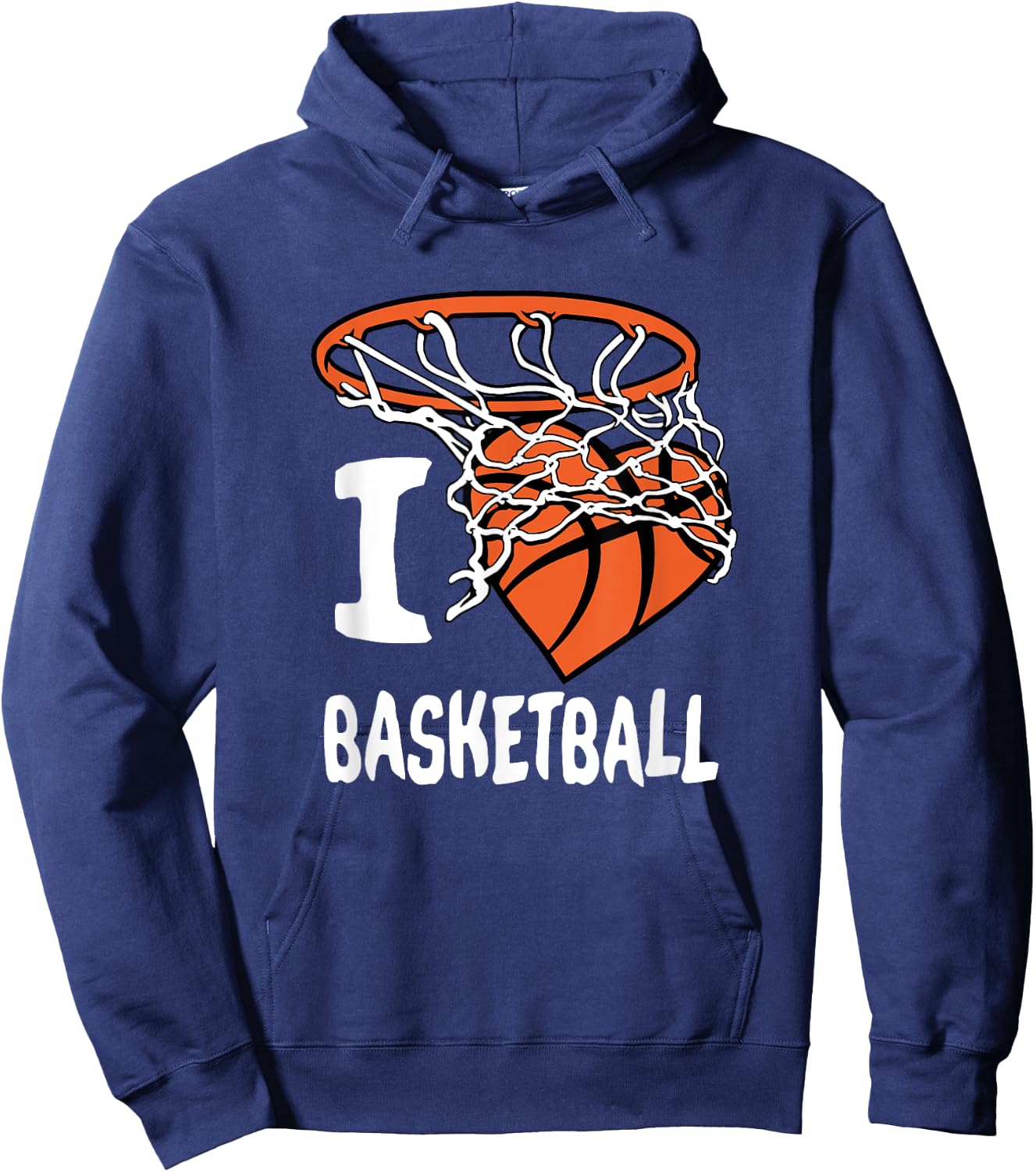 I Love Basketball Girl & Boys Youth Basketball Hoop Hoodie - Hoodie | Navy