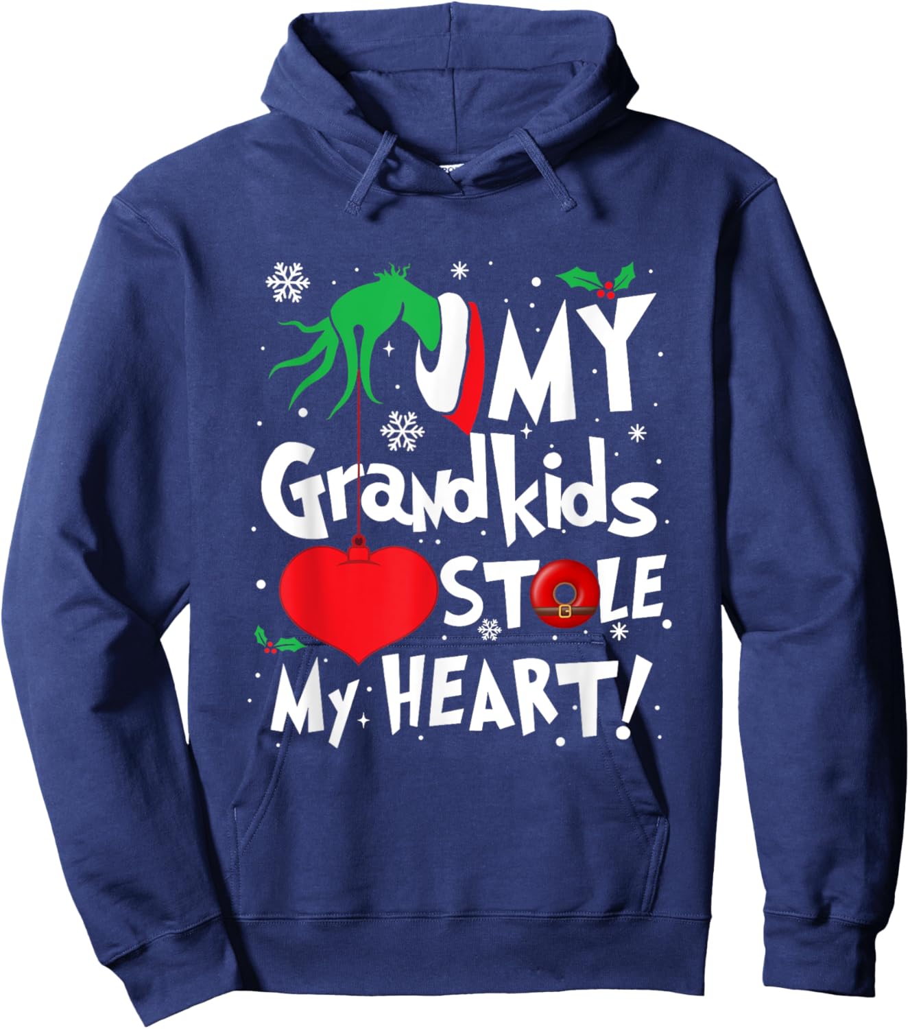 My Grandkids Stole My Heart Funny Christmas Vintage Xmas Hoodie - Hoodie | Navy