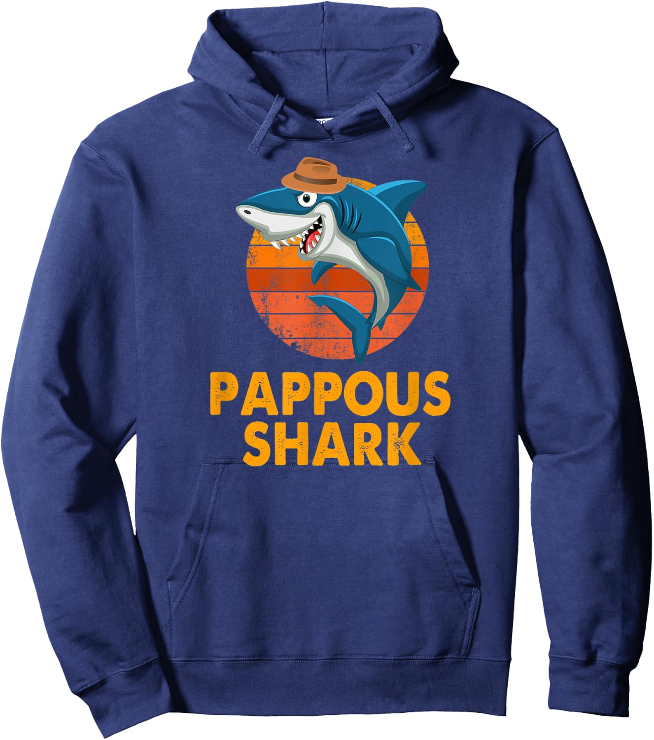 Pappous Shark Funny Vintage Papa Grandpa Father's Day Gifts Hoodie - Hoodie | Navy
