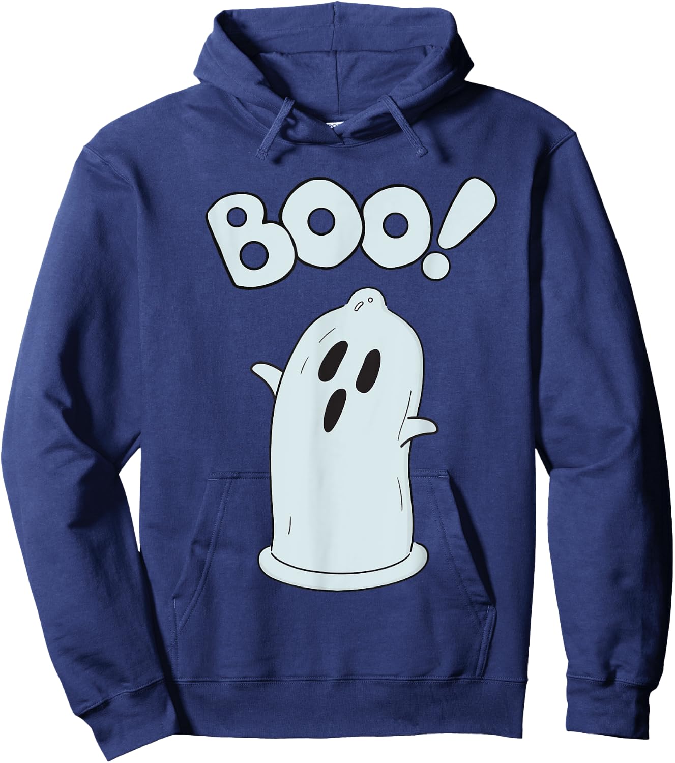 Halloween Condom Boo Ghost Spooky Ghost Face Easy Costume Hoodie - Hoodie | Navy