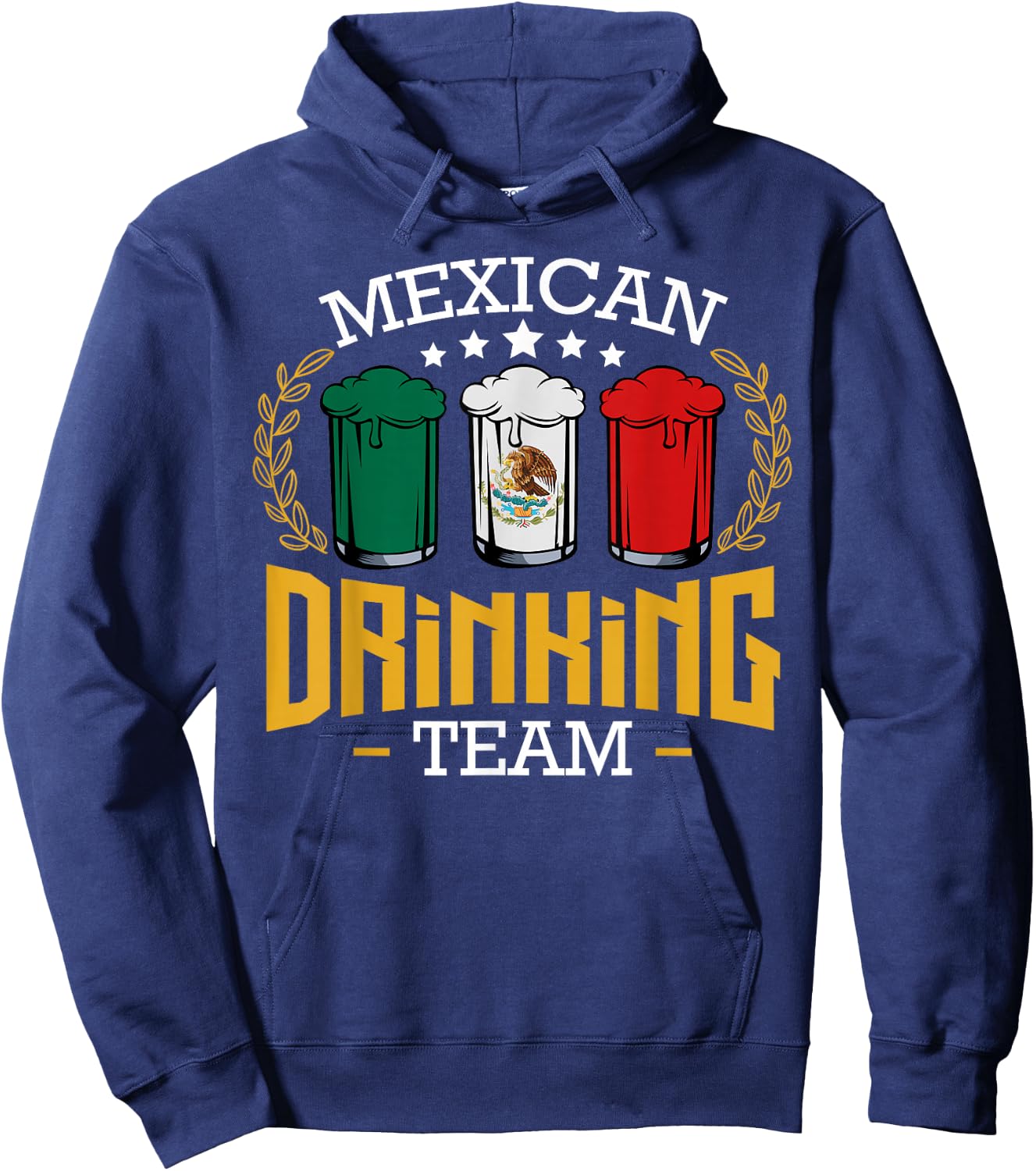 Beer Mexican Drinking Team Mexico Flag Funny Beer Pub Party Hoodie - Hoodie | Navy