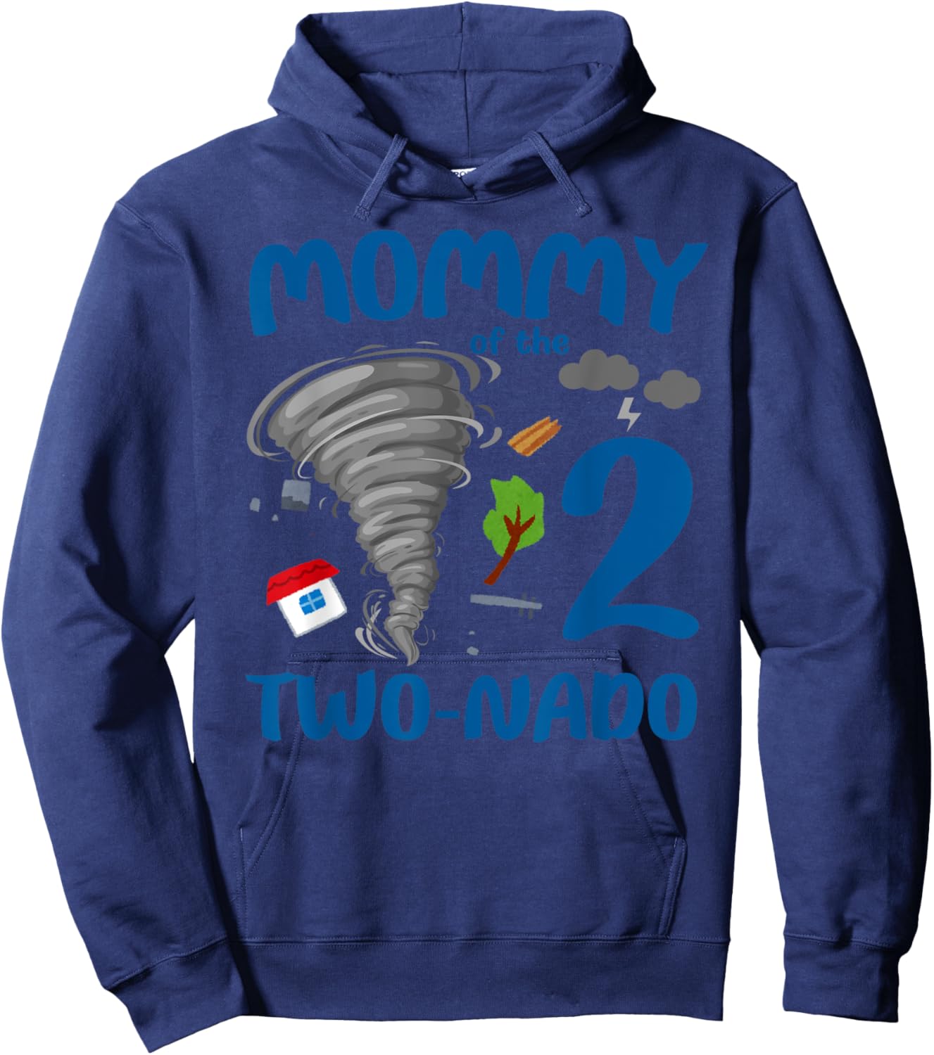 Mommy of the Two-nado Tornado Themed 2nd Birthday Boy Party Hoodie - Hoodie | Navy