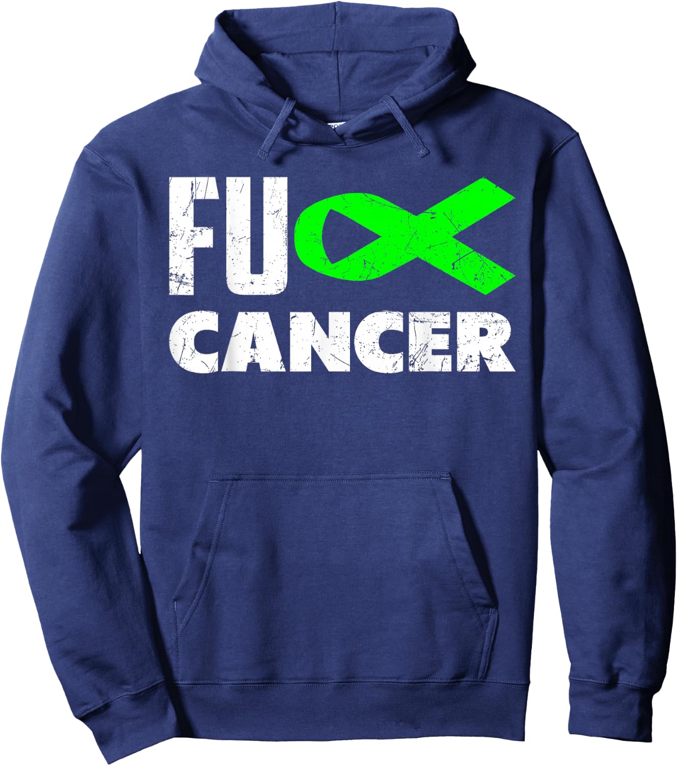 Fuck Cancer Lime Green Ribbon Non-Hodgkin Lymphoma Awareness Hoodie - Hoodie | Navy