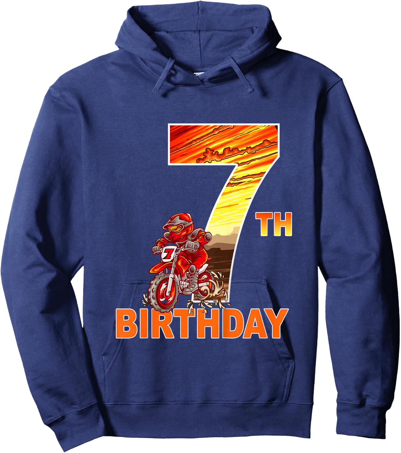 7 Year Old Dirt Bike Birthday Party Motocross MX 7th Hoodie - Hoodie | Navy