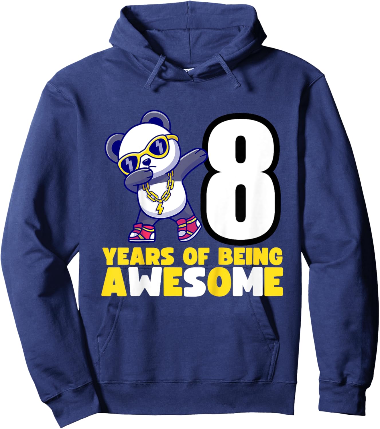Kids Dabbing Panda Bear Birthday Party - 8 Years of Awesome Hoodie - Hoodie | Navy