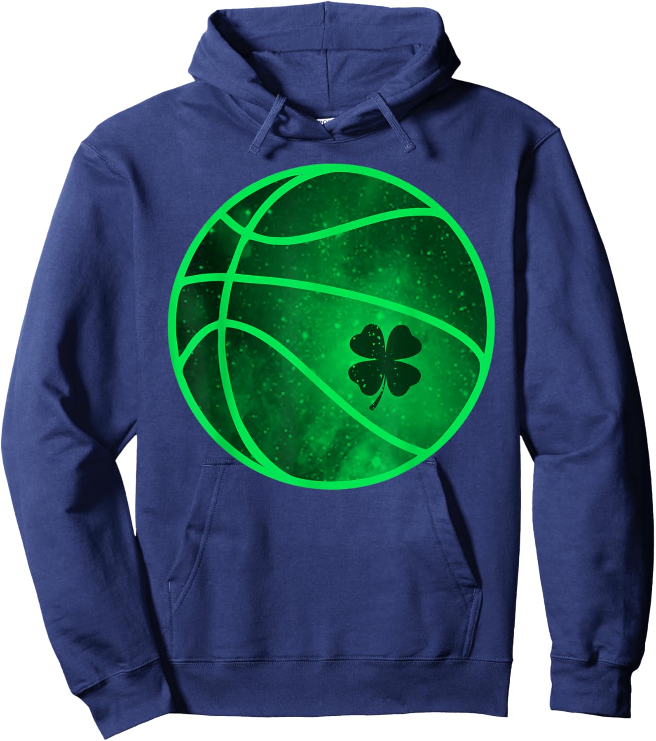 Basketball Lucky Shamrock Clover St. Patrick's Day Funny Hoodie - Hoodie | Navy