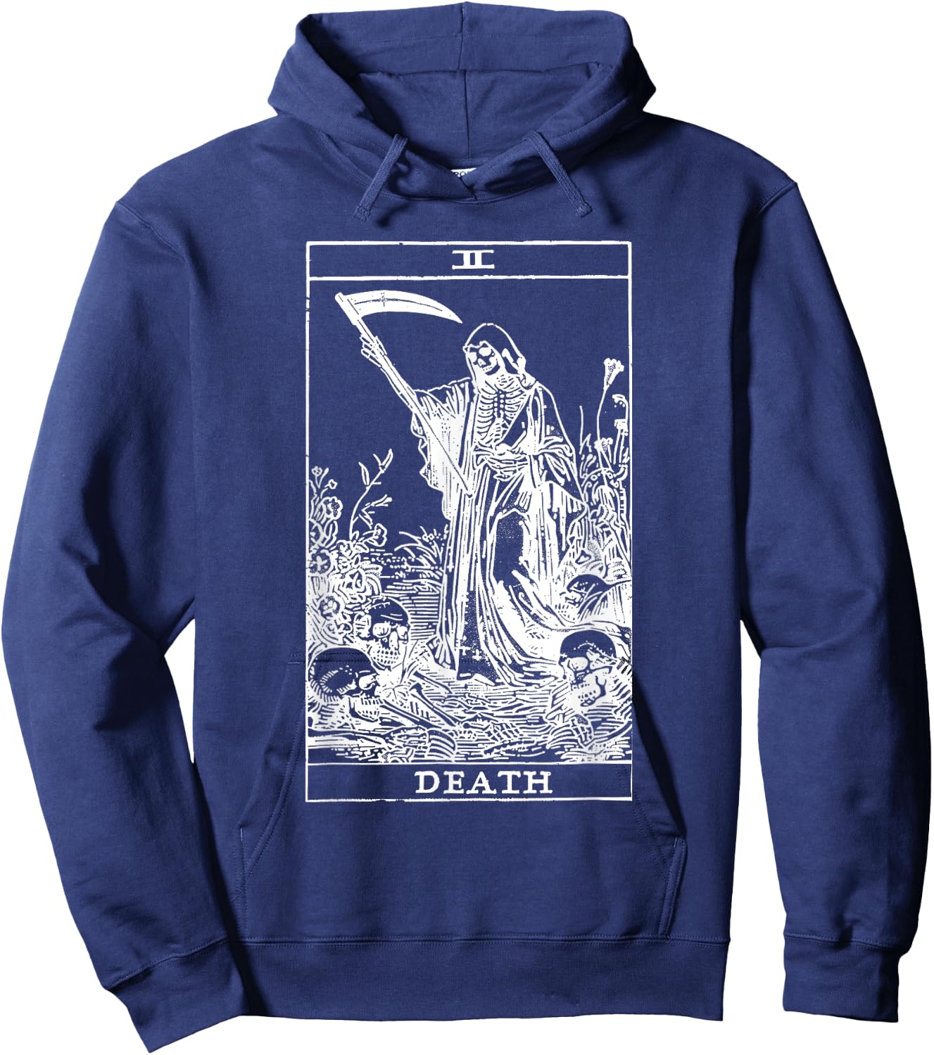 Tarot Card Death XIII Angel Skull Vintage Dead Reaper Grim Hoodie - Hoodie | Navy