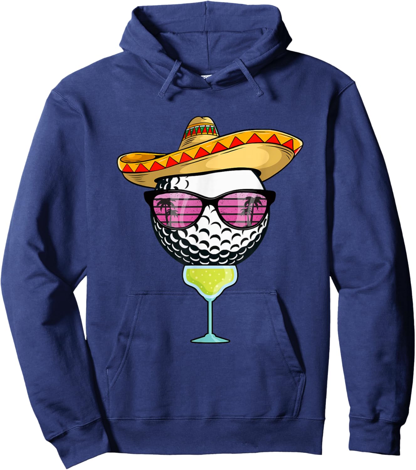 Women Cinco de Mayo Golf Ball With Sombrero Margarita Golfer Hoodie - Hoodie | Navy