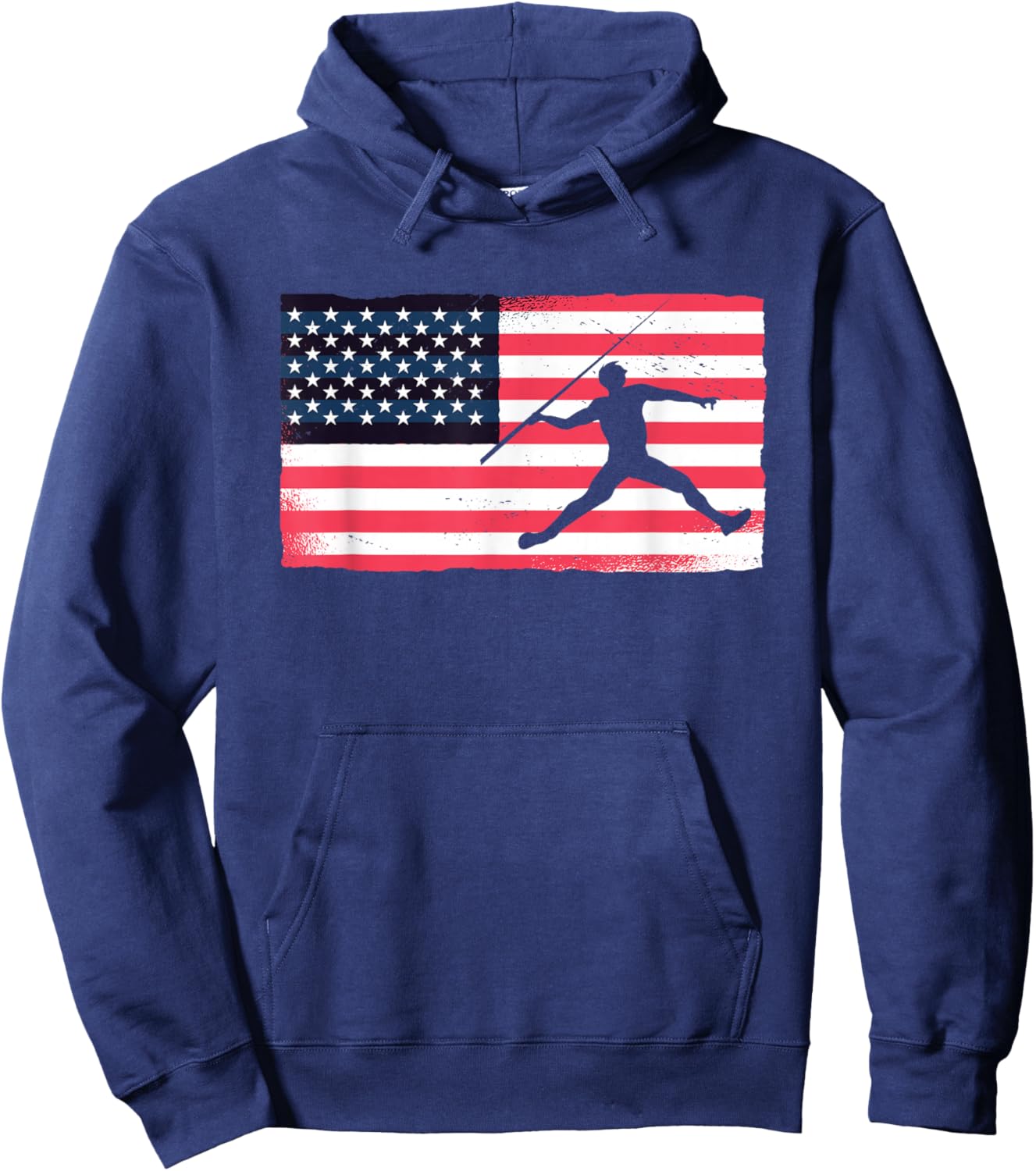 Thrower American Flag Track And Field USA Throwing Javelin Hoodie - Hoodie | Navy