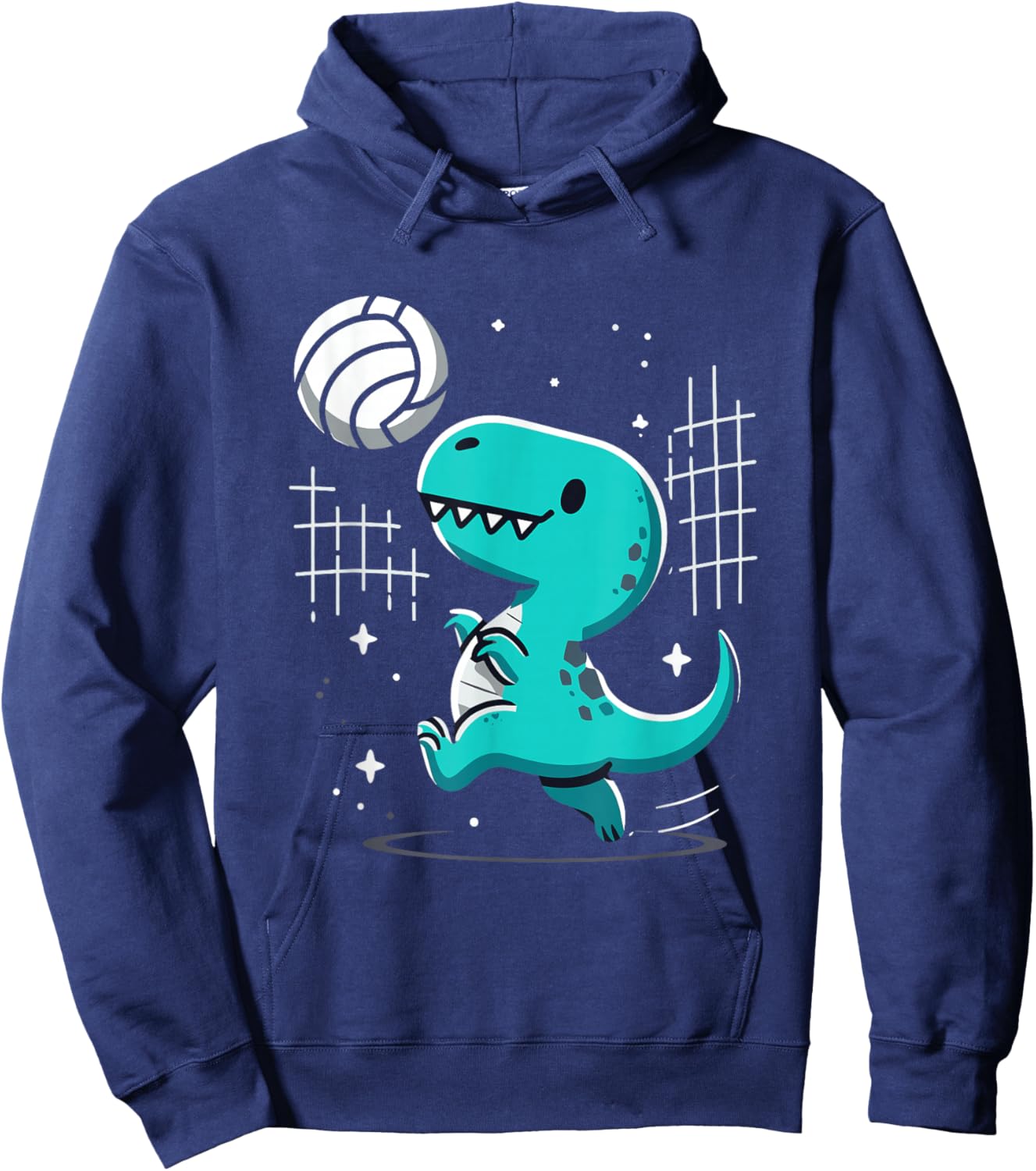 Cute T-Rex Dinosaur Playing Volleyball Funny Design Hoodie - Hoodie | Navy