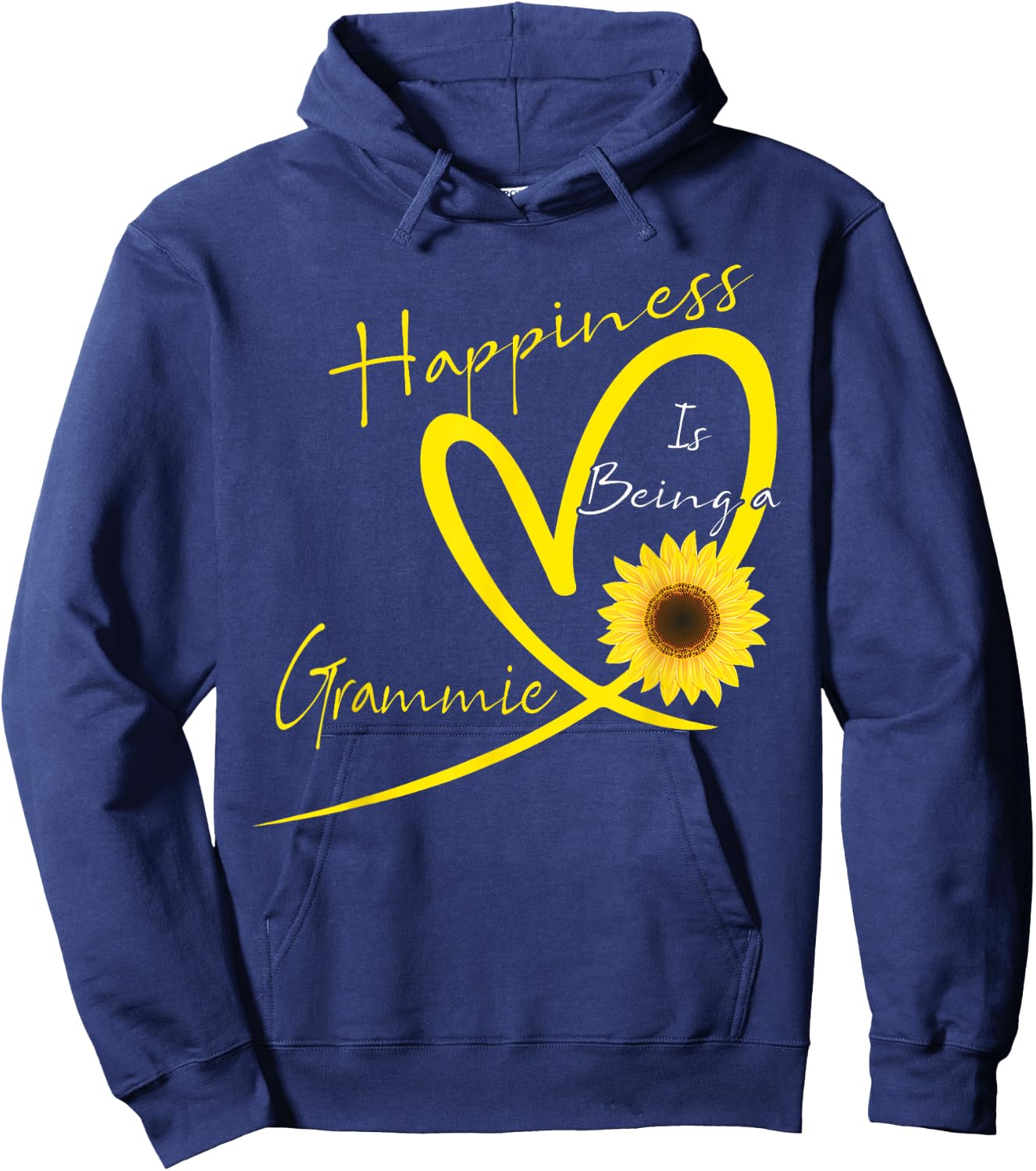Happiness is Being A Grammie Sunflower Heart Hoodie - Hoodie | Navy