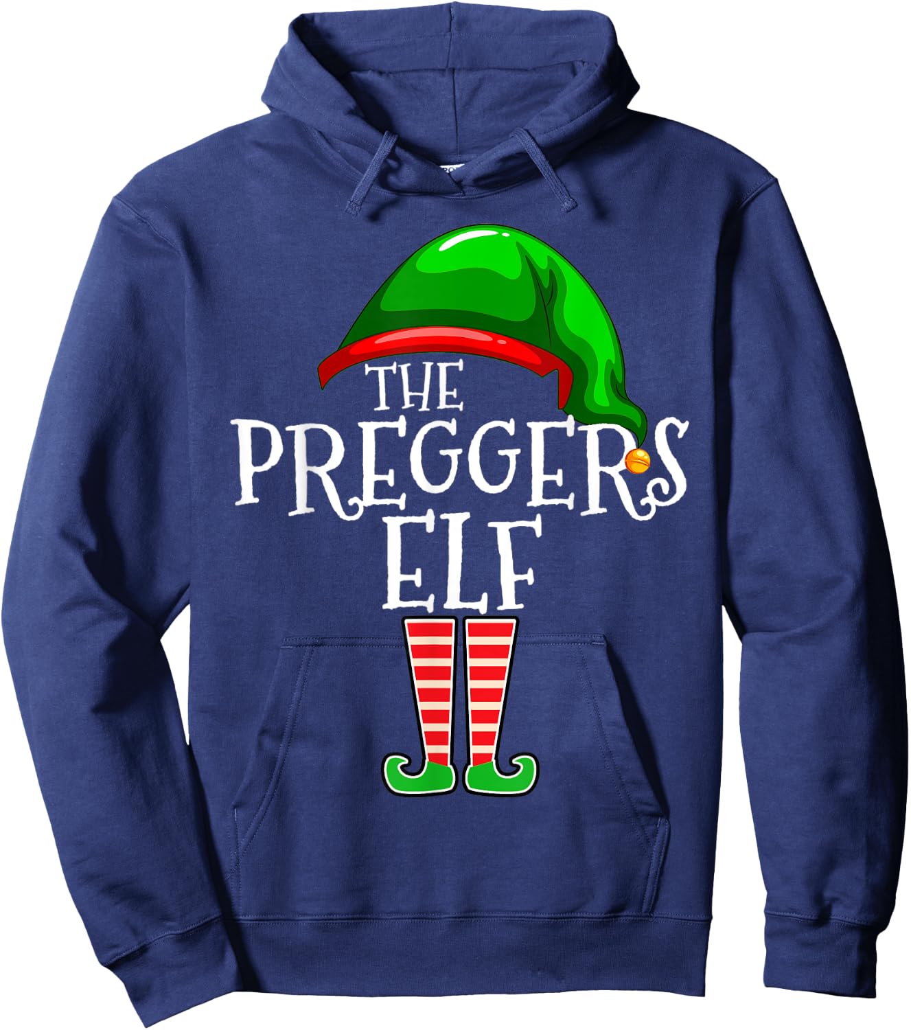Preggers Elf Group Matching Family Christmas Gift Pregnant Hoodie - Hoodie | Navy